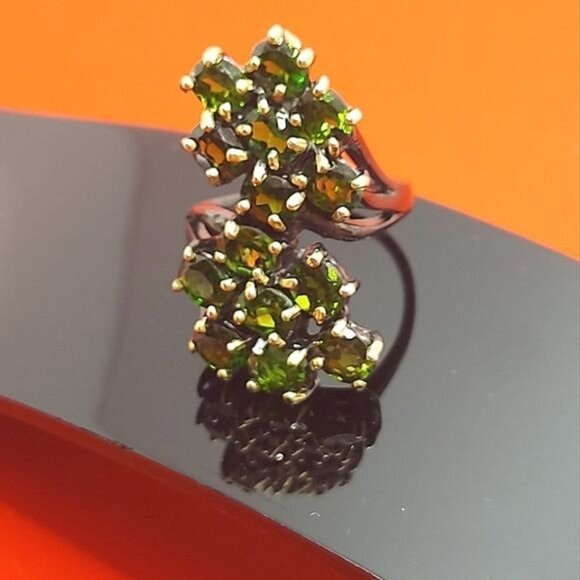 Natural Not Enhanced Chrome Diopside Ring 925 Sterling Silver Size‎ 6.75 - Picture 9 of 10